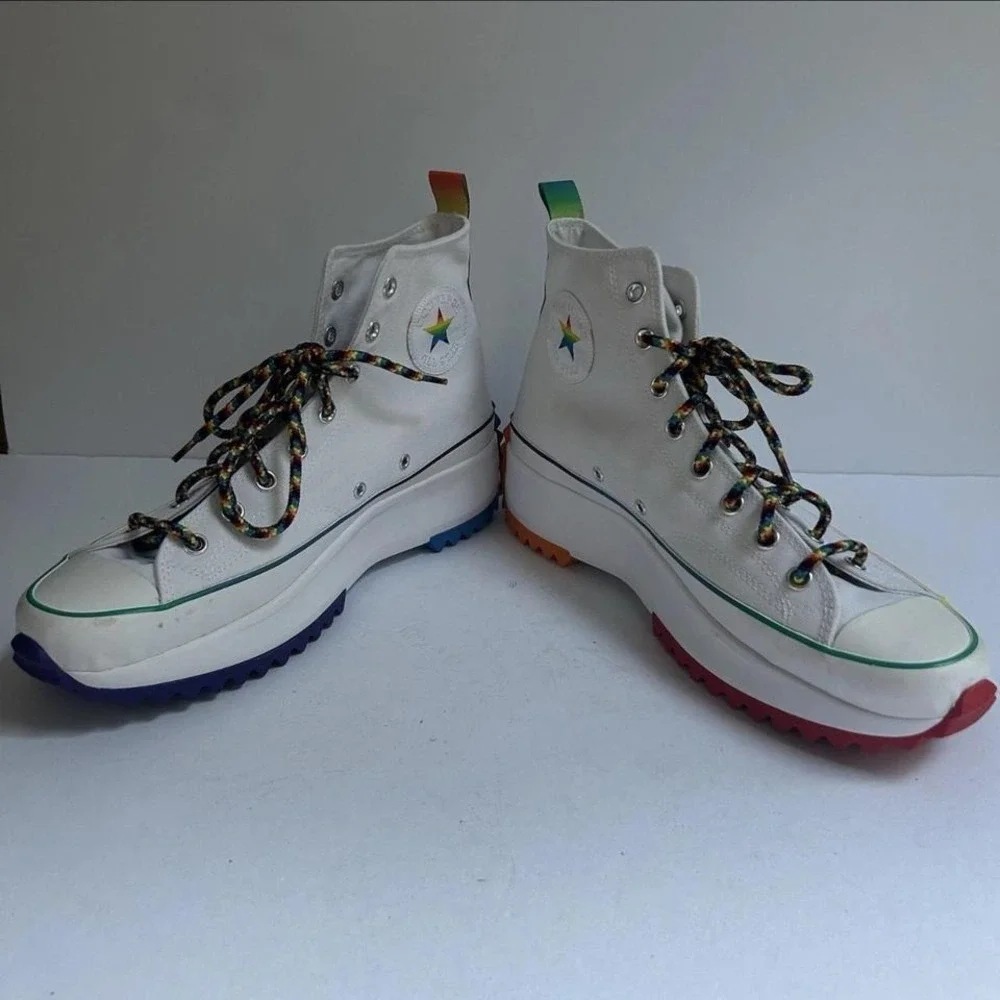 Converse Run Star Hike Pride Platform High Top Sneakers Rainbow Men's Size 12' - Picture 5 of 8